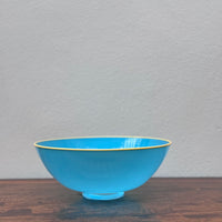 Turquoise Bowl with Yellow Rim