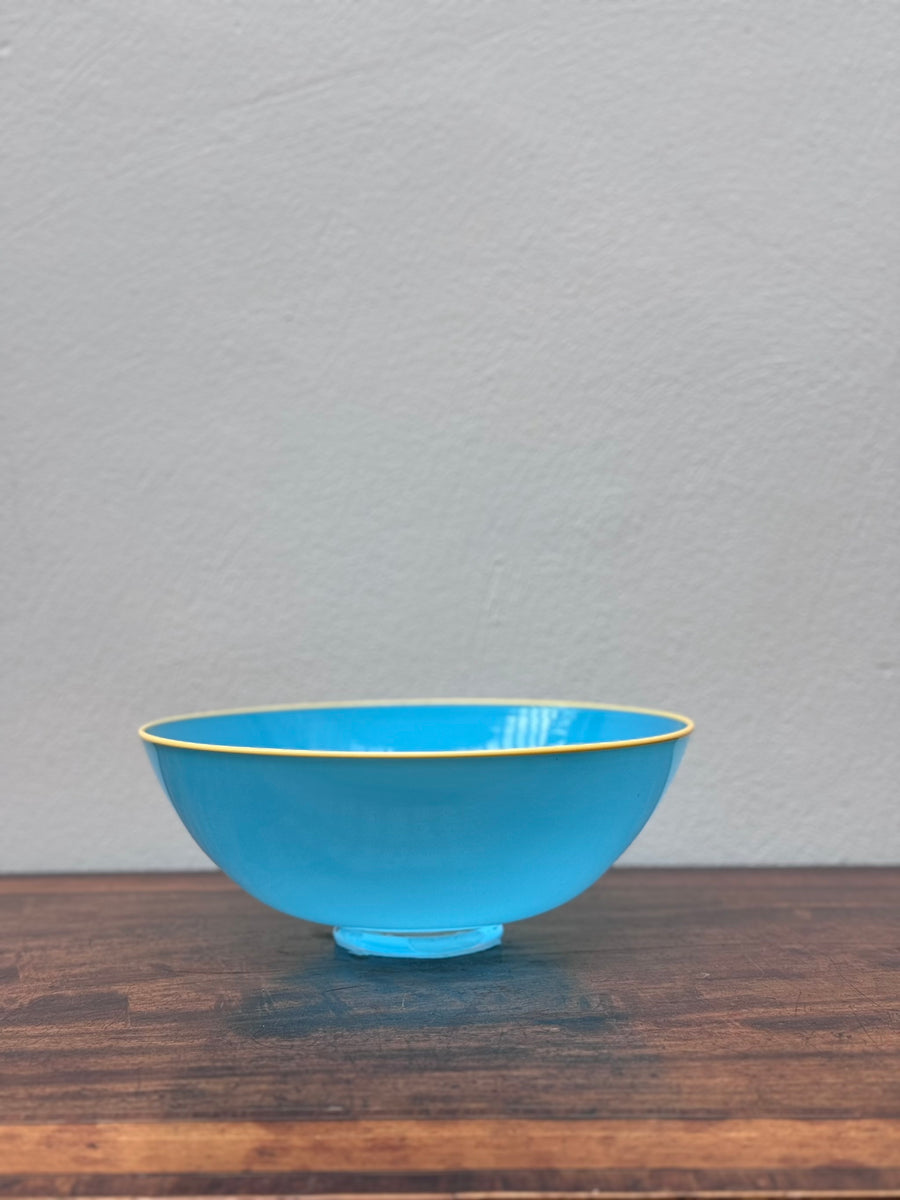 Turquoise Bowl with Yellow Rim