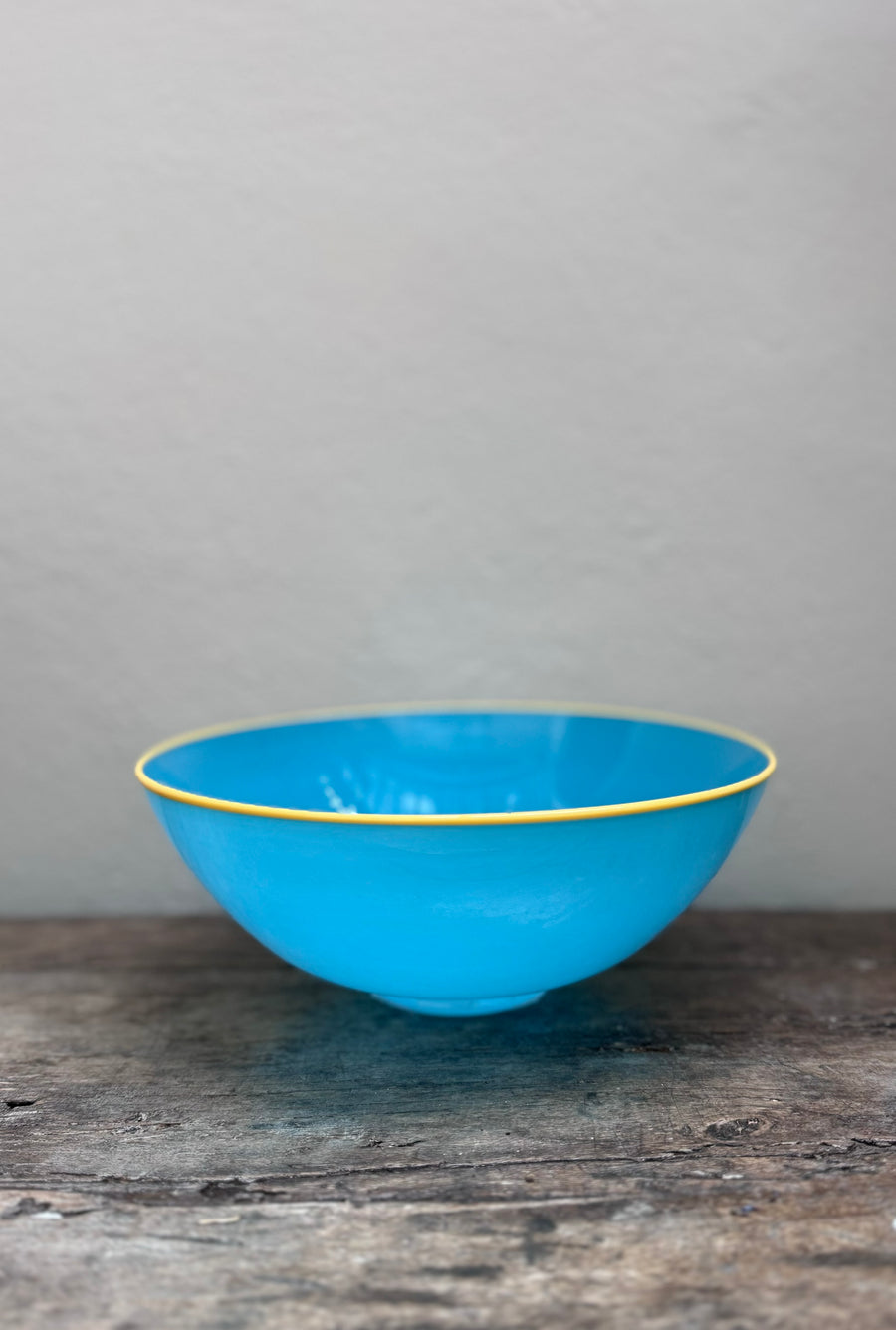 Turquoise Bowl with Yellow Rim