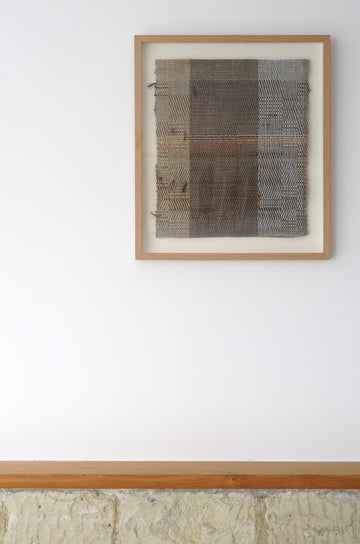 Framed Walnut and Raffia Cord Double Cloth Wall Hanging, 2022