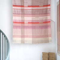Hand-woven alpaca throw - Pinks and Vivid Red